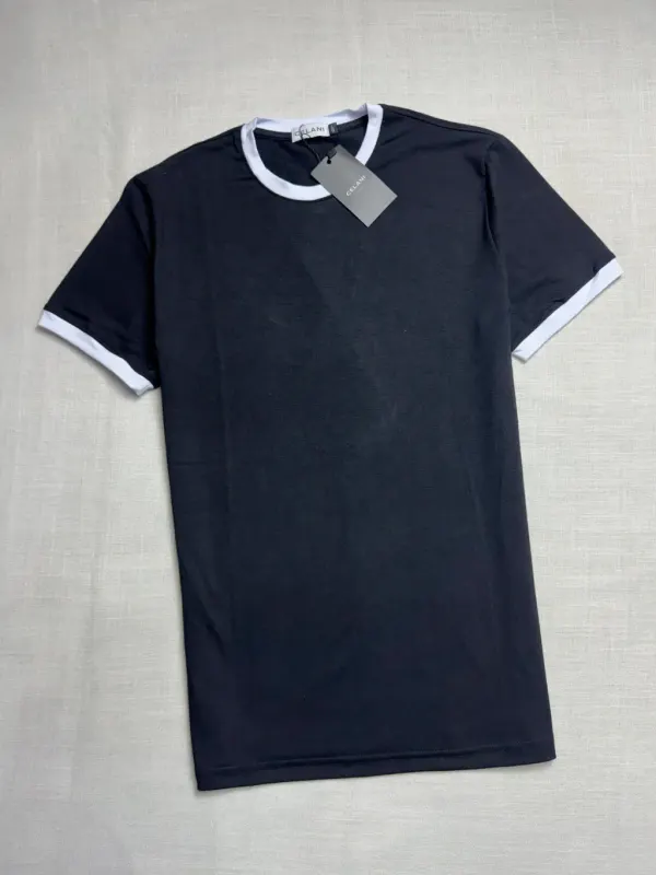 CAMISETA CELANI BICOLOR SLIM FIT - PRETA/BRANCA