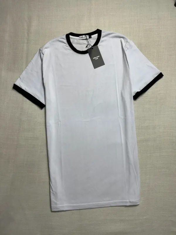 CAMISETA CELANI BICOLOR SLIM FIT - BRANCA/PRETA